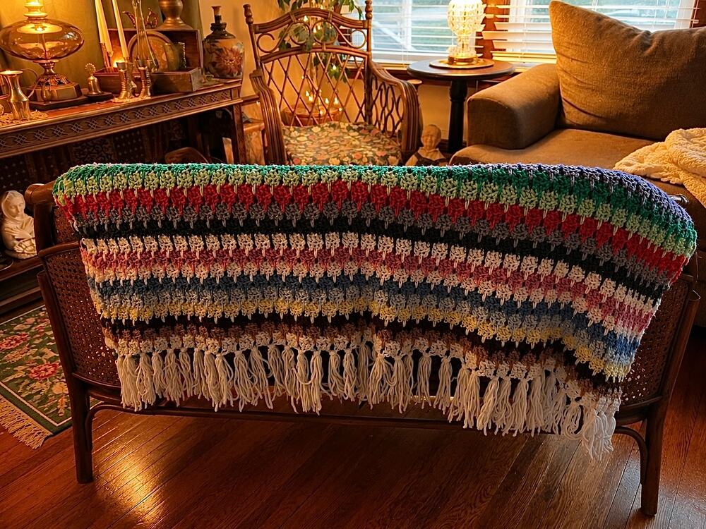 Vintage Hand Crocheted Afghan